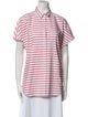 Akris Punto Striped Short Sleeve Button-Up Top