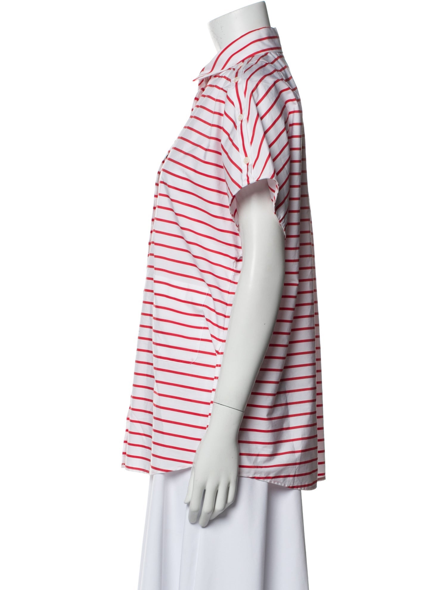 Akris Punto Striped Short Sleeve Button-Up Top