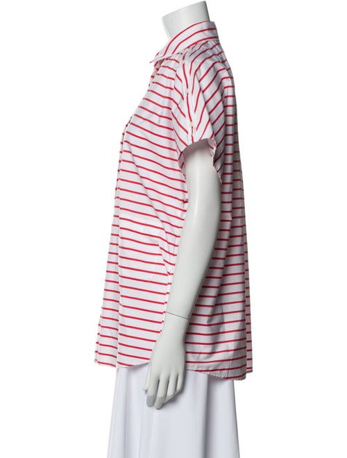 Akris Punto Striped Short Sleeve Button-Up Top