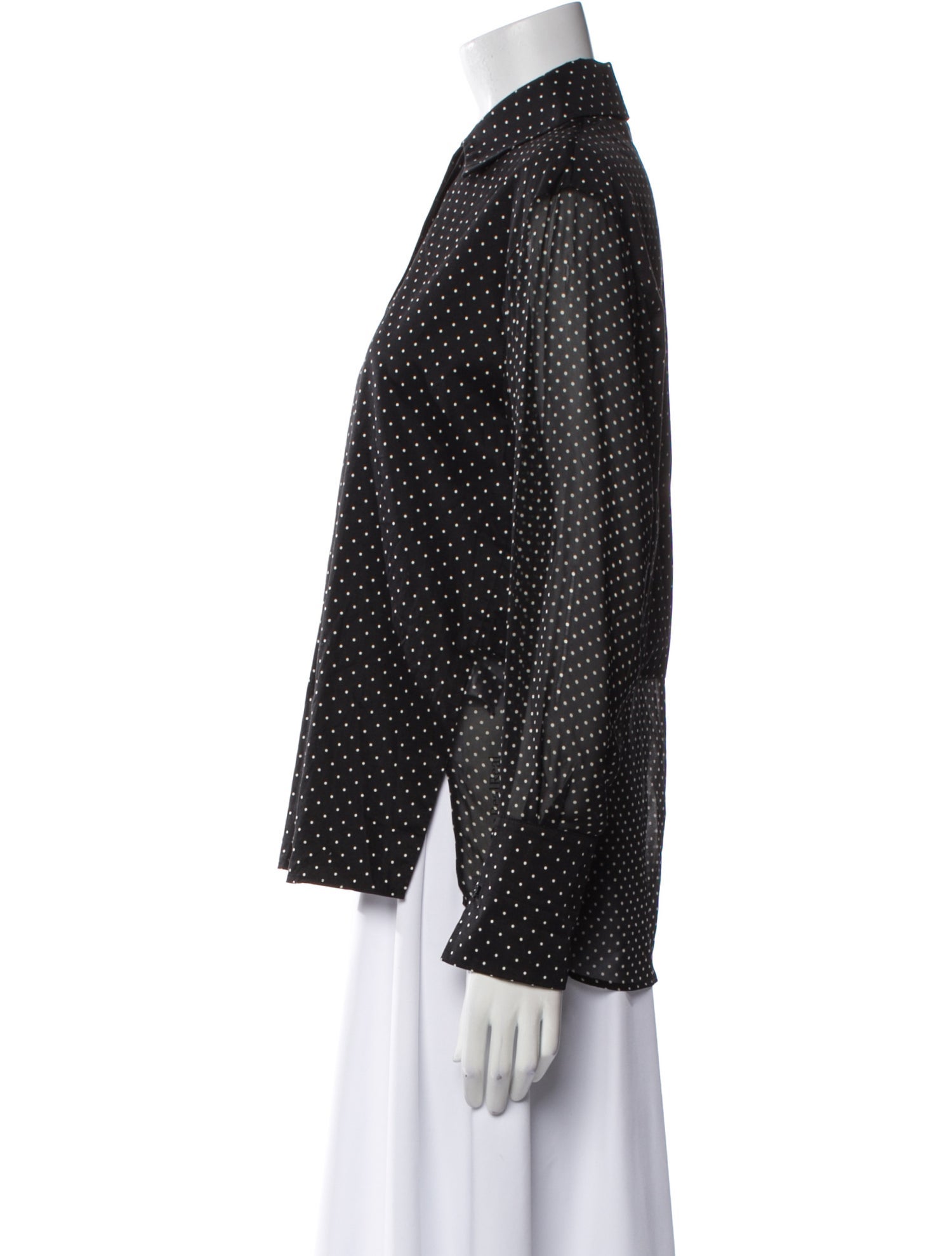 Akris Punto Polka Dot Print Long Sleeve Button-Up Top