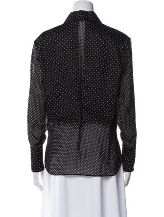 Akris Punto Polka Dot Print Long Sleeve Button-Up Top