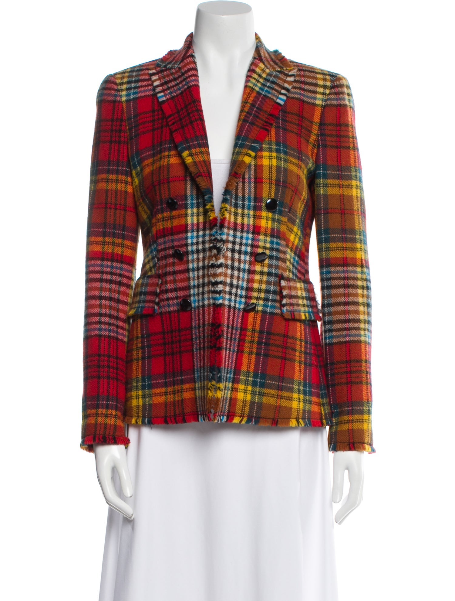 Akris Punto Virgin Wool Plaid Print Blazer