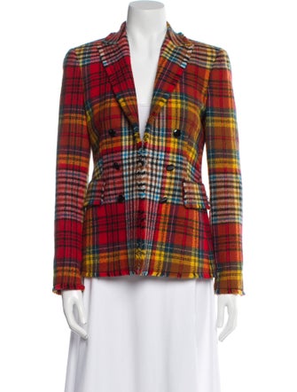Akris Punto Virgin Wool Plaid Print Blazer