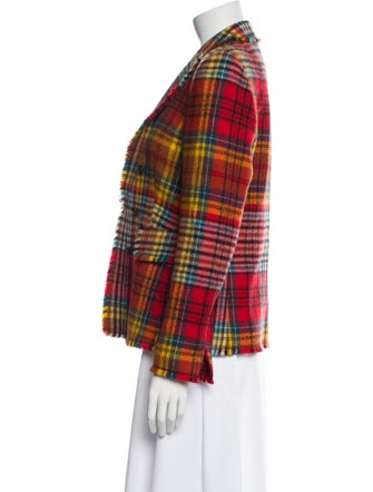 Akris Punto Virgin Wool Plaid Print Blazer