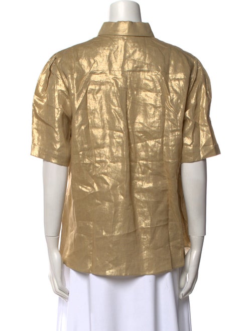 Akris Punto Linen Short Sleeve Button-Up Top
