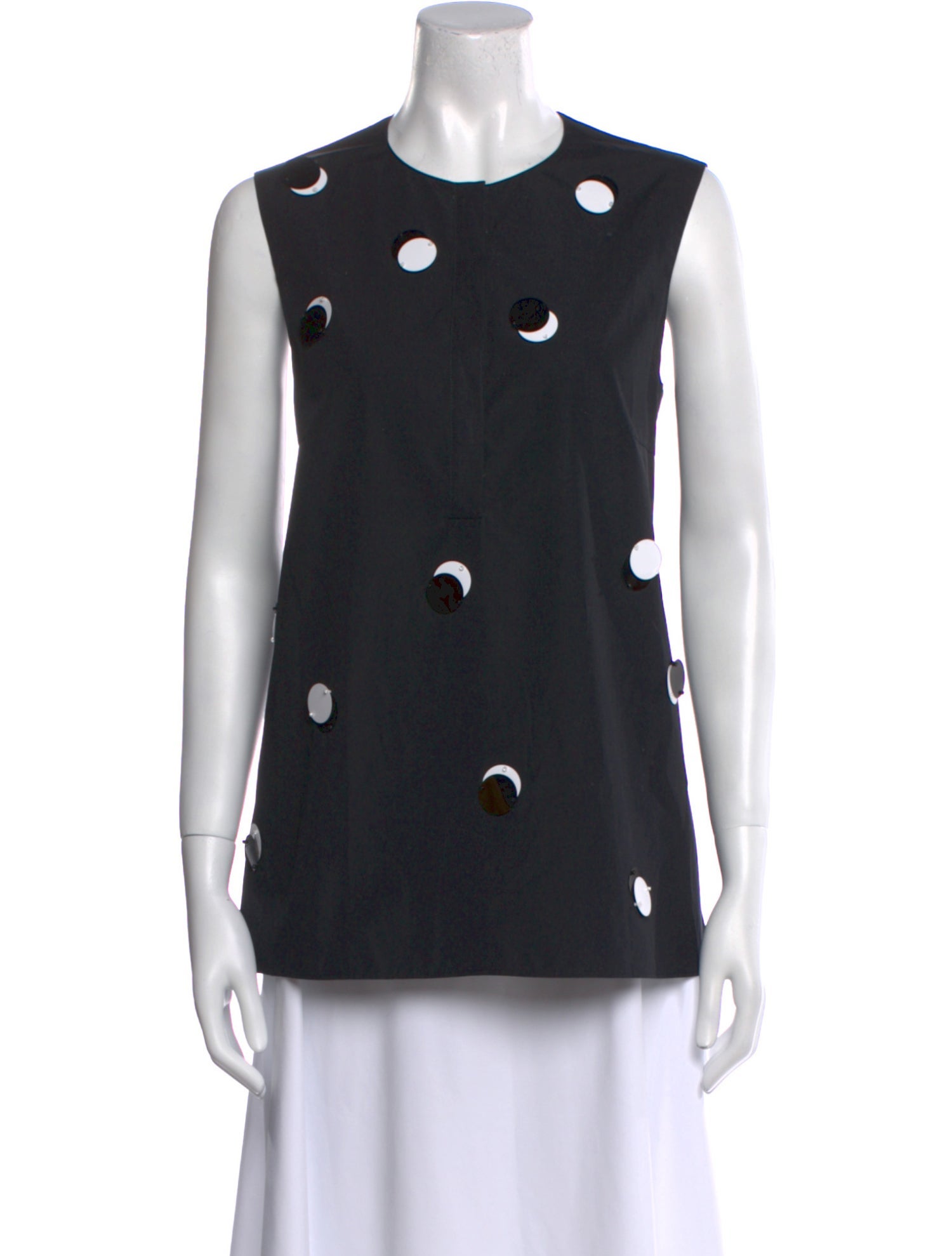 Akris Punto Polka Dot Print Crew Neck Top