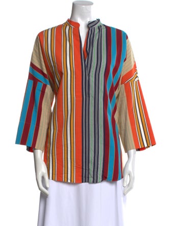Akris Punto Striped V-Neck Blouse