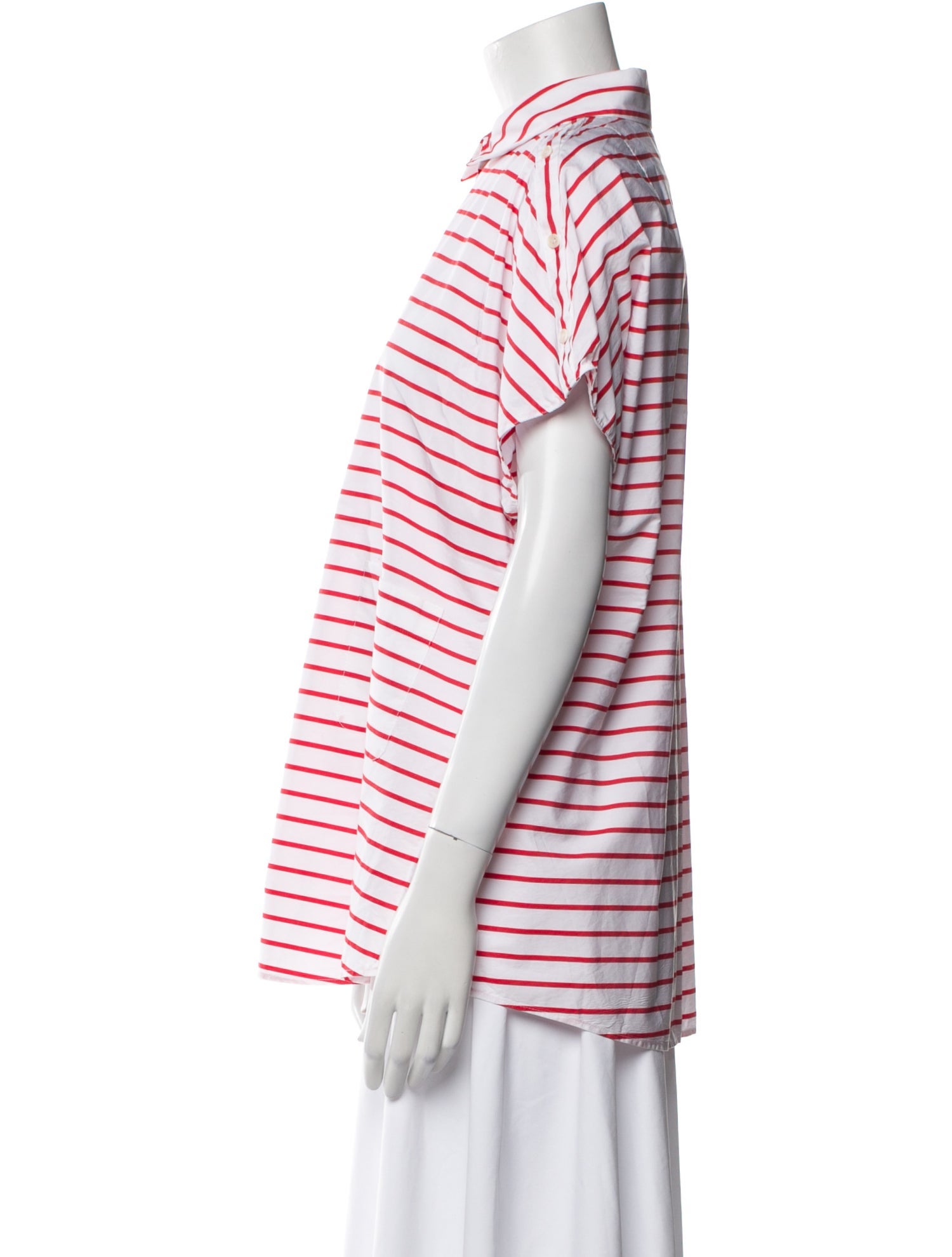 Akris Punto Striped Mock Neck Button-Up Top