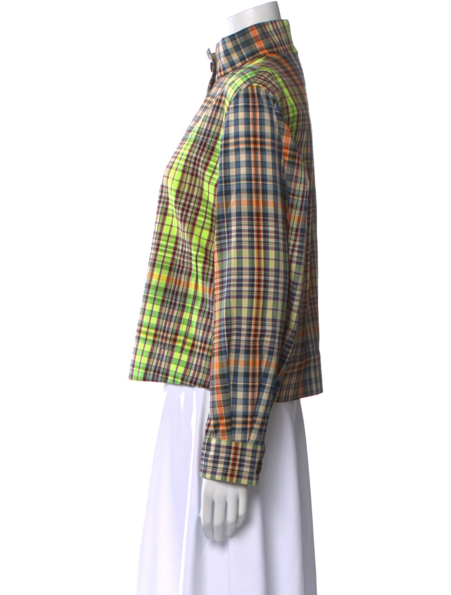 Akris Punto Plaid Print Mock Neck Top