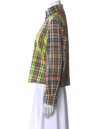 Akris Punto Plaid Print Mock Neck Top