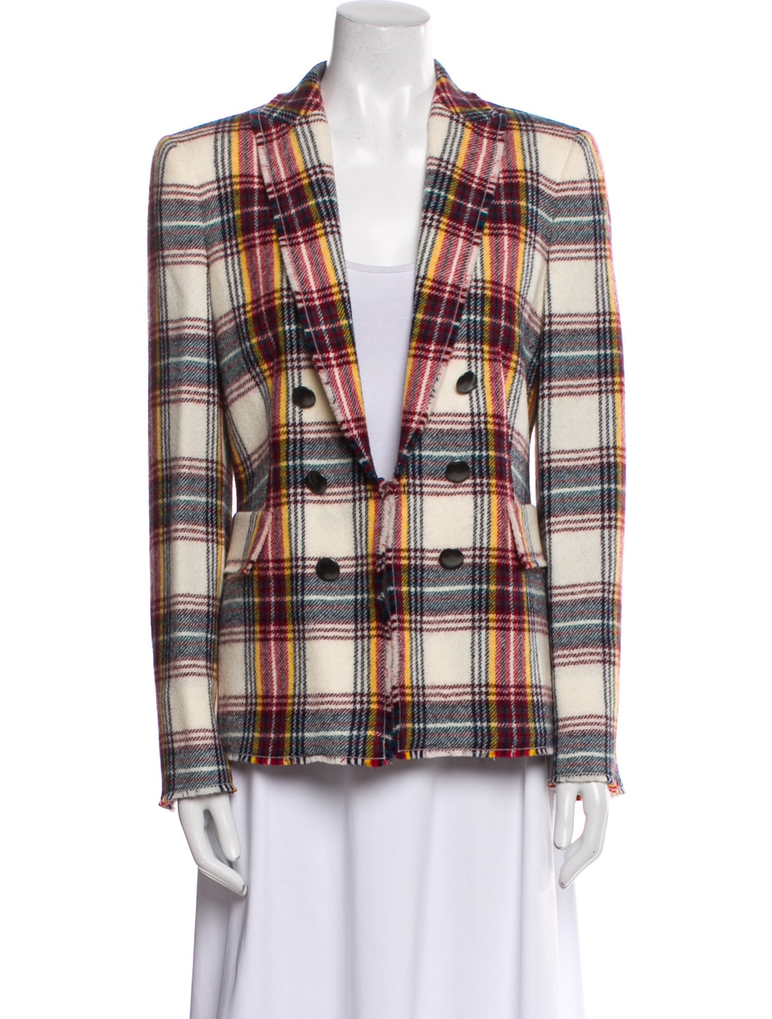 Akris Punto Virgin Wool Plaid Print Blazer w/ Tags