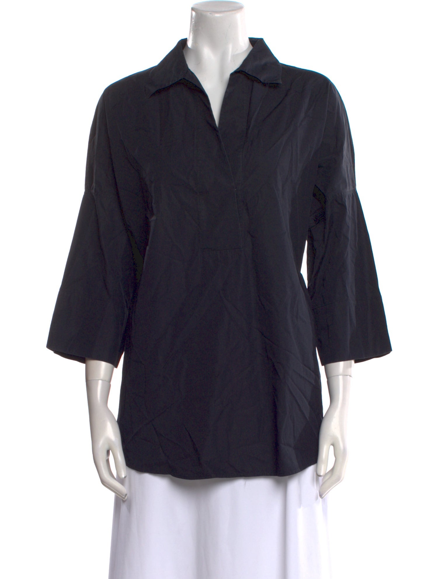 Akris Punto Cashmere Three-Quarter Sleeve Button-Up Top