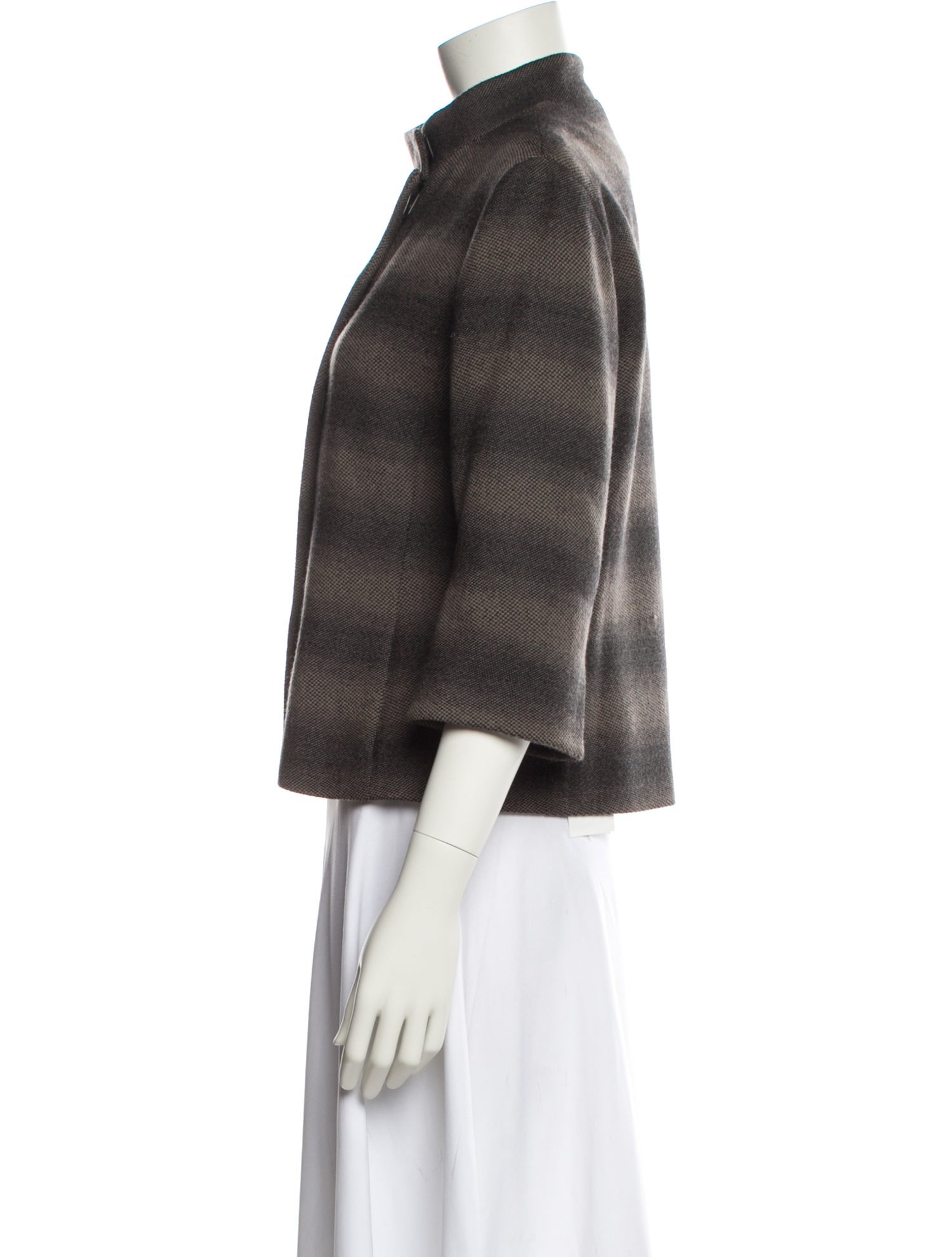 Akris Punto Wool Striped Faux Fur Jacket