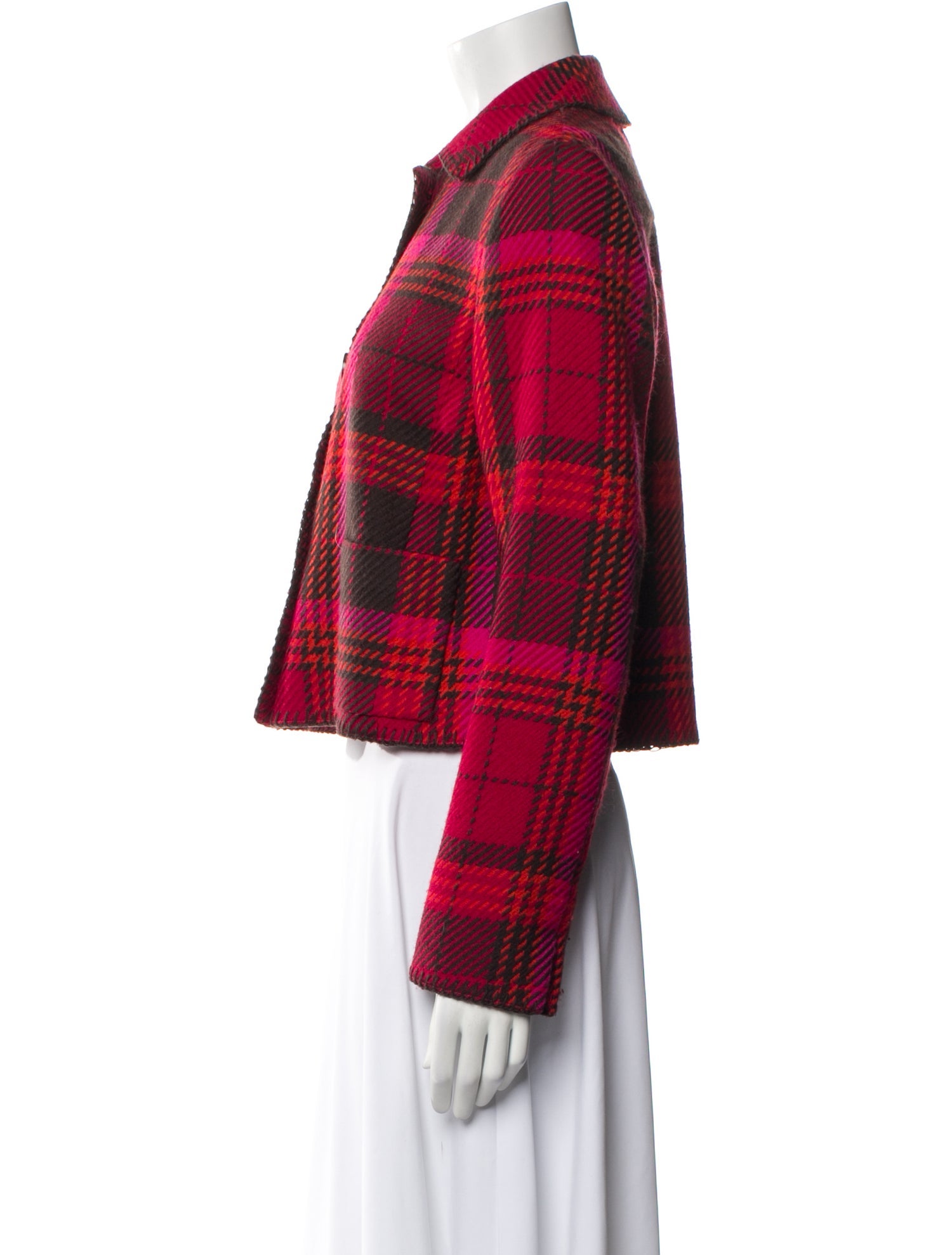 Akris Punto Wool Plaid Print Evening Jacket