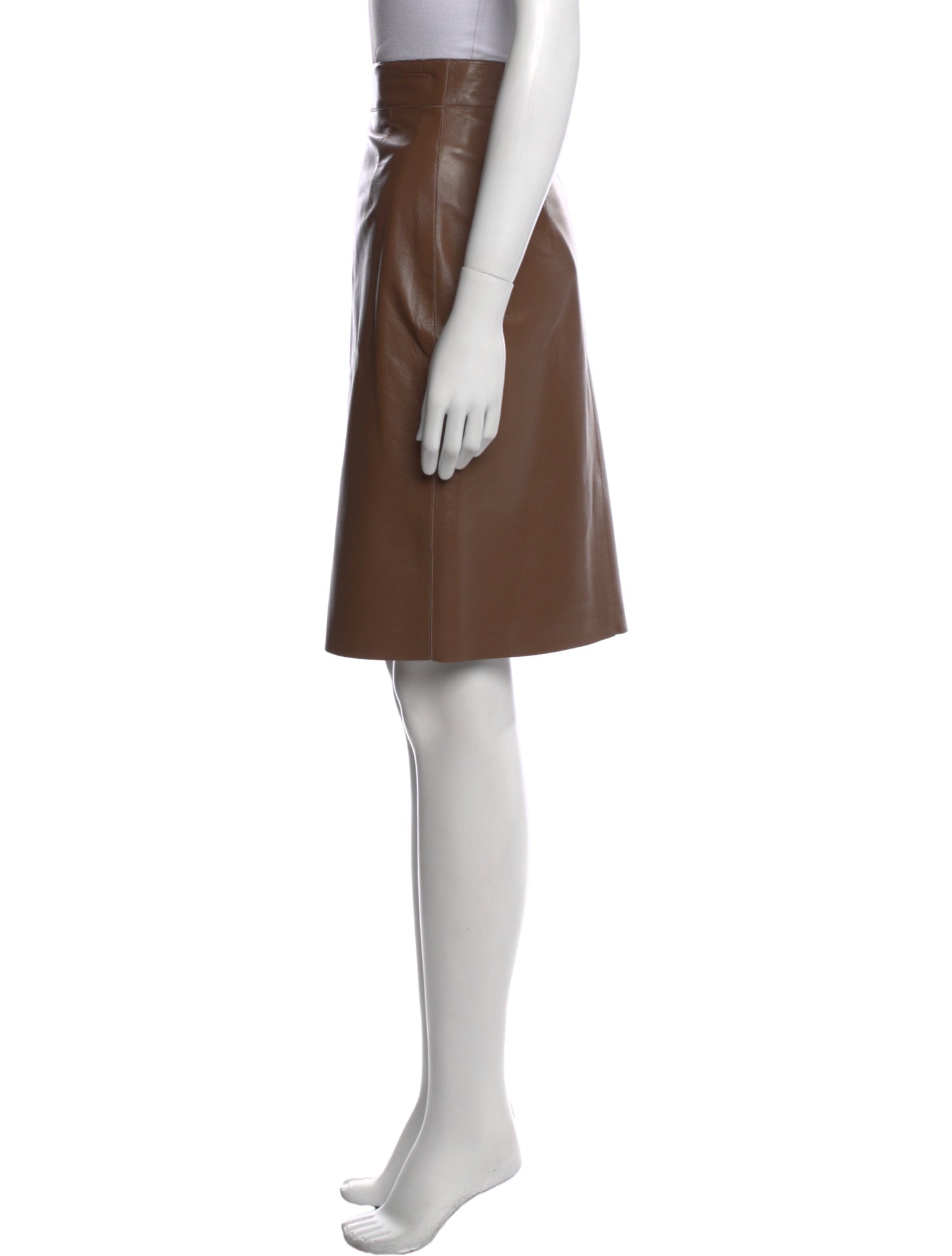 Akris Punto Lamb Leather Knee-Length Skirt