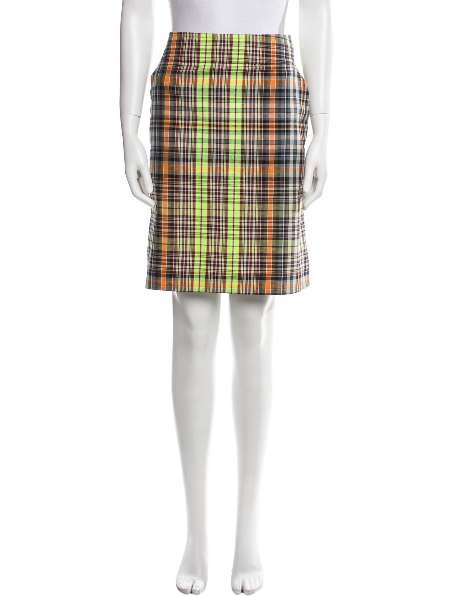 Akris Punto Plaid Print Knee-Length Skirt
