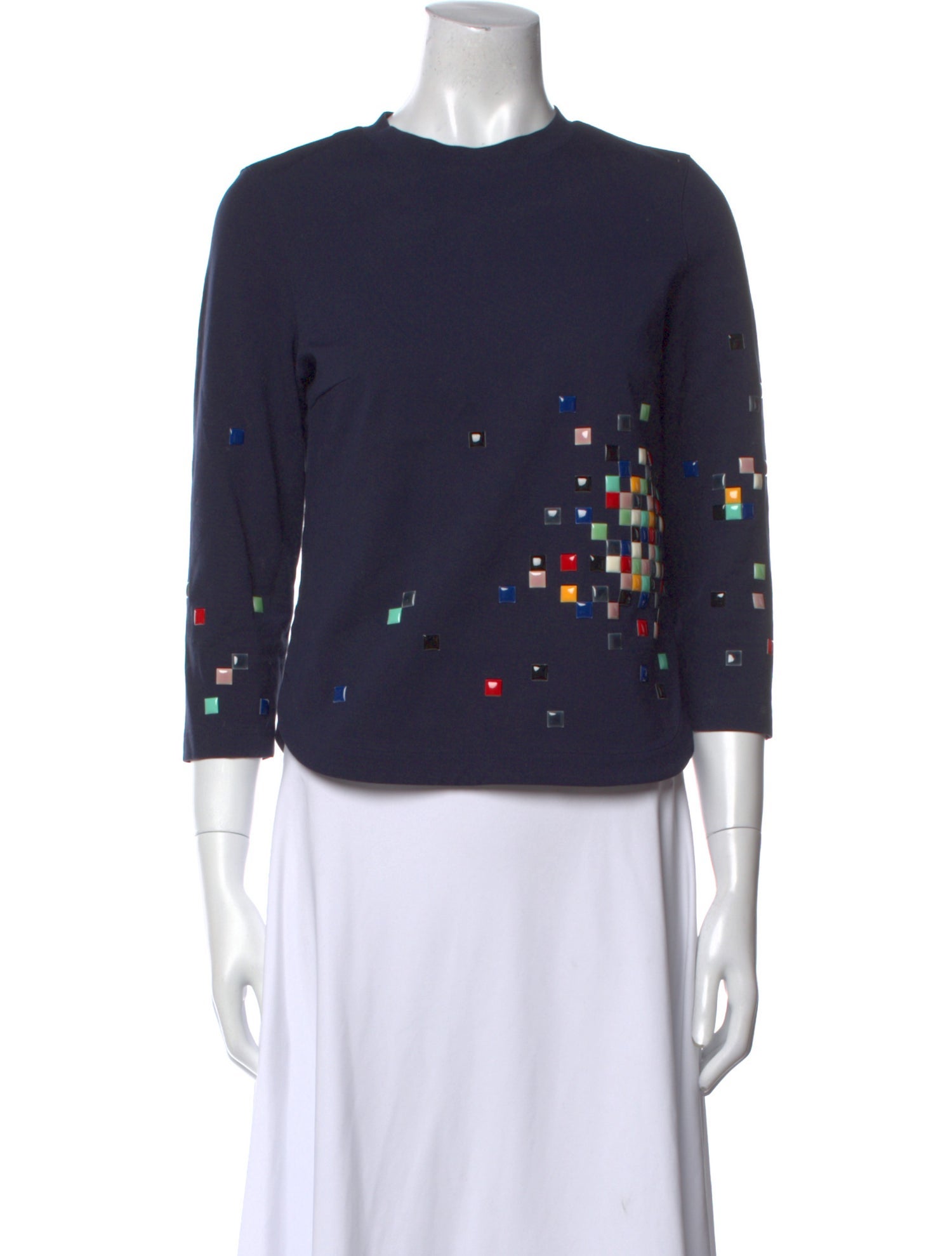 Akris Punto Crew Neck Three-Quarter Sleeve Crop Top