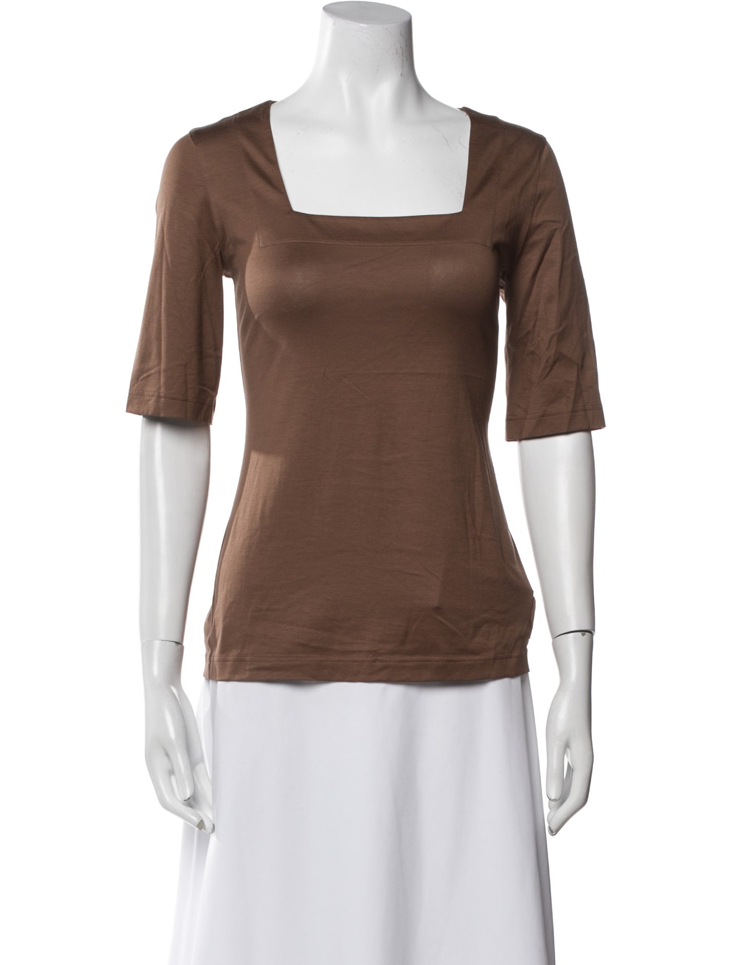 Akris Punto Square Neckline Short Sleeve Top