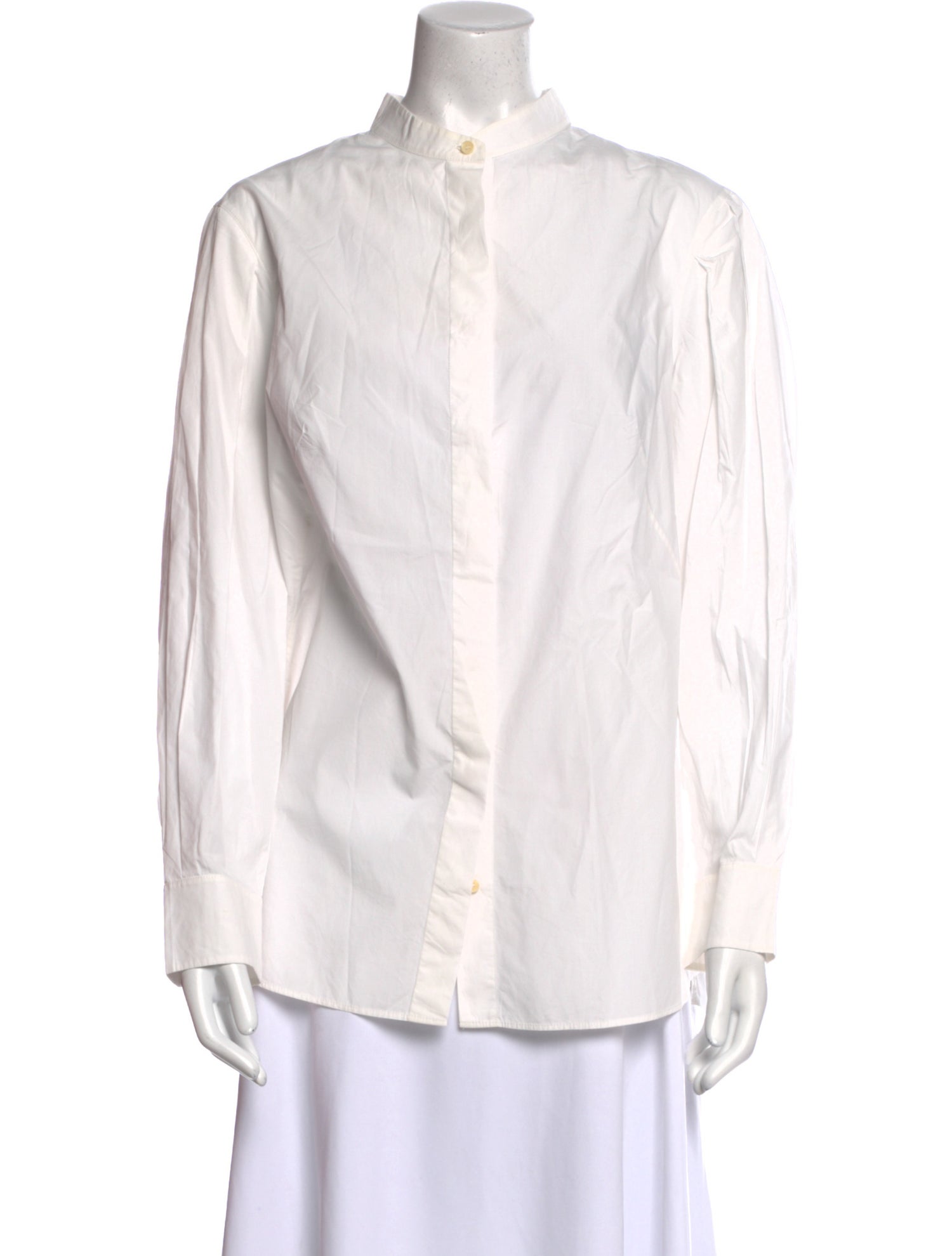 Akris Punto Mock Neck Long Sleeve Button-Up Top