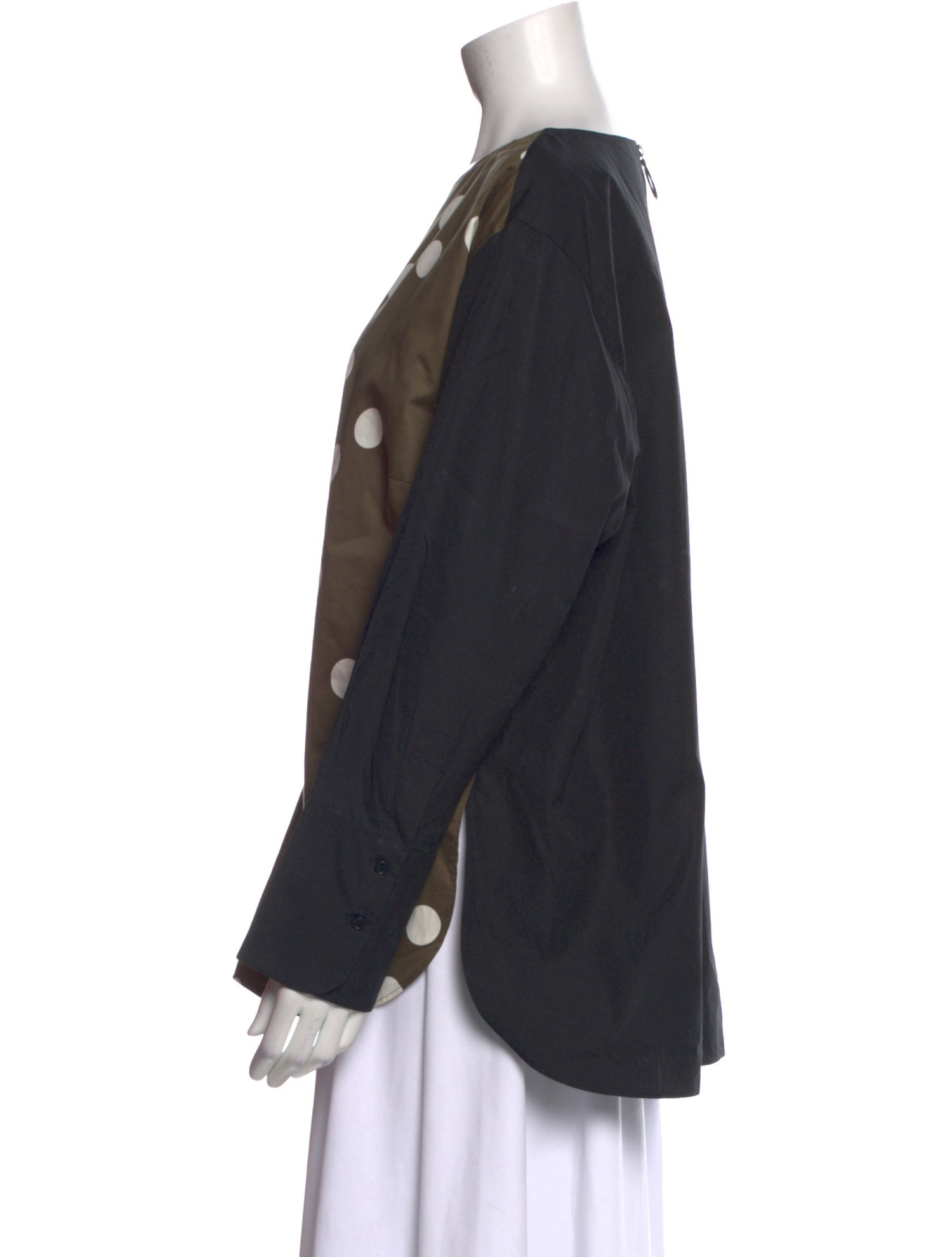 Akris Punto Polka Dot Print Bateau Neckline Blouse