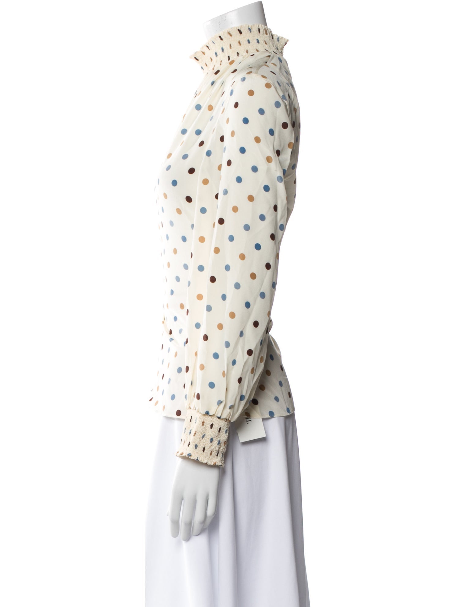 Akris Punto Silk Polka Dot Print Button-Up Top
