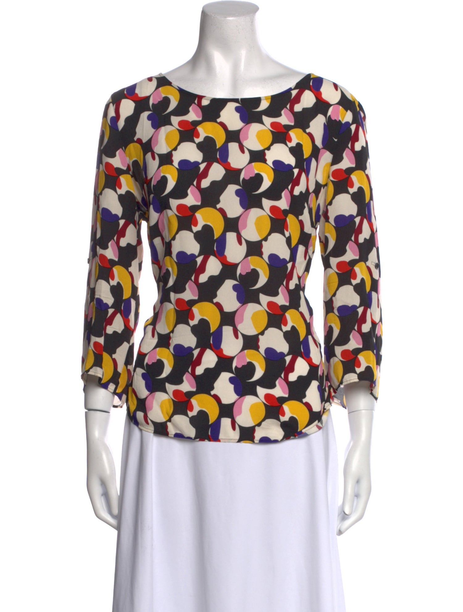 Akris Punto Printed Bateau Neckline Blouse