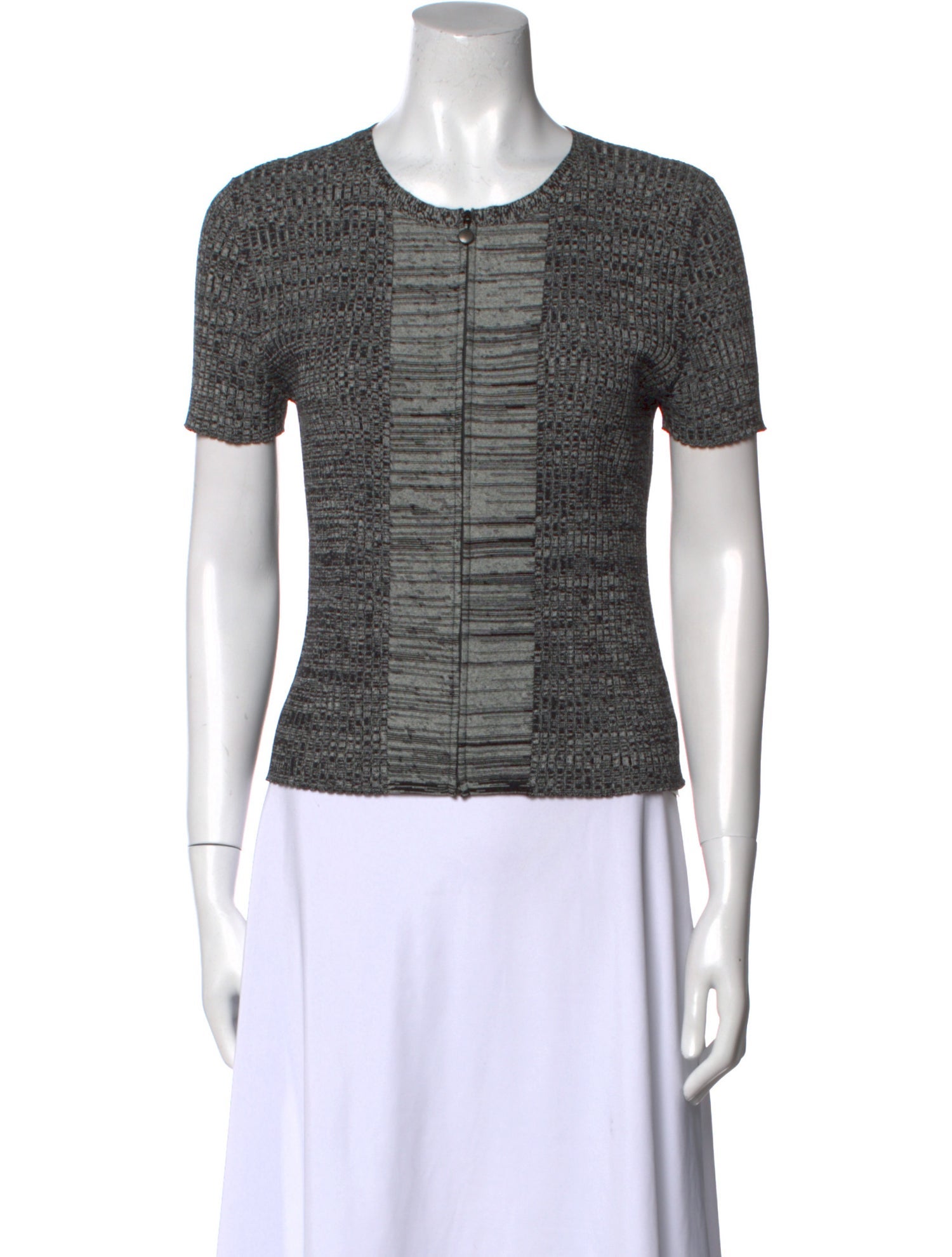 Akris Punto Plaid Print Crew Neck Top