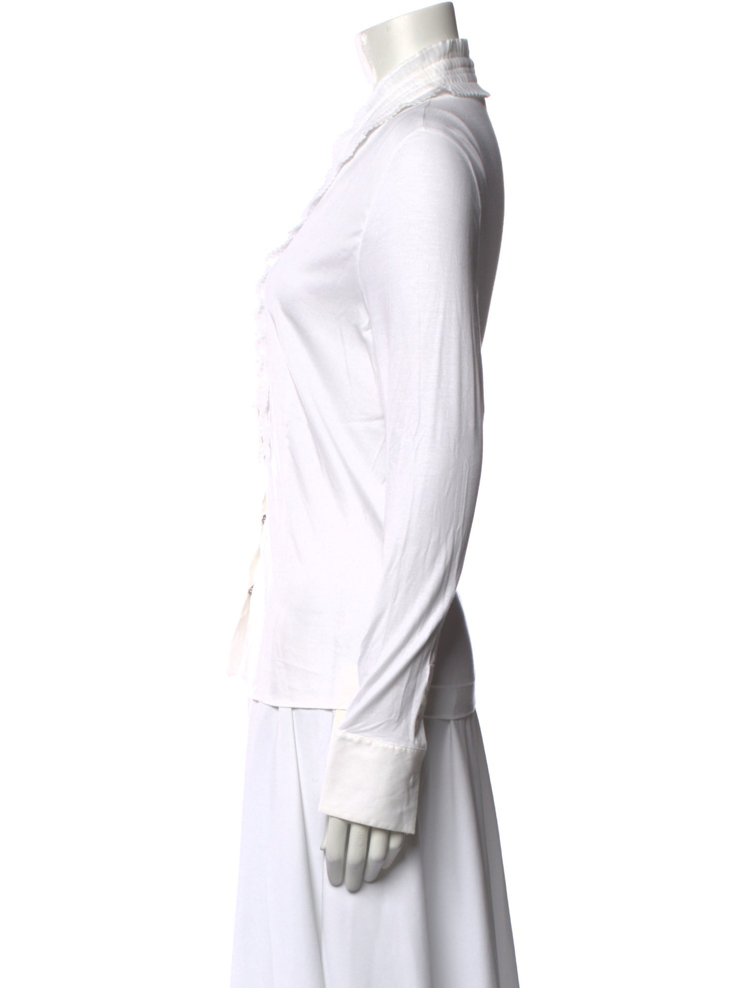 Akris Punto V-Neck Long Sleeve Button-Up Top