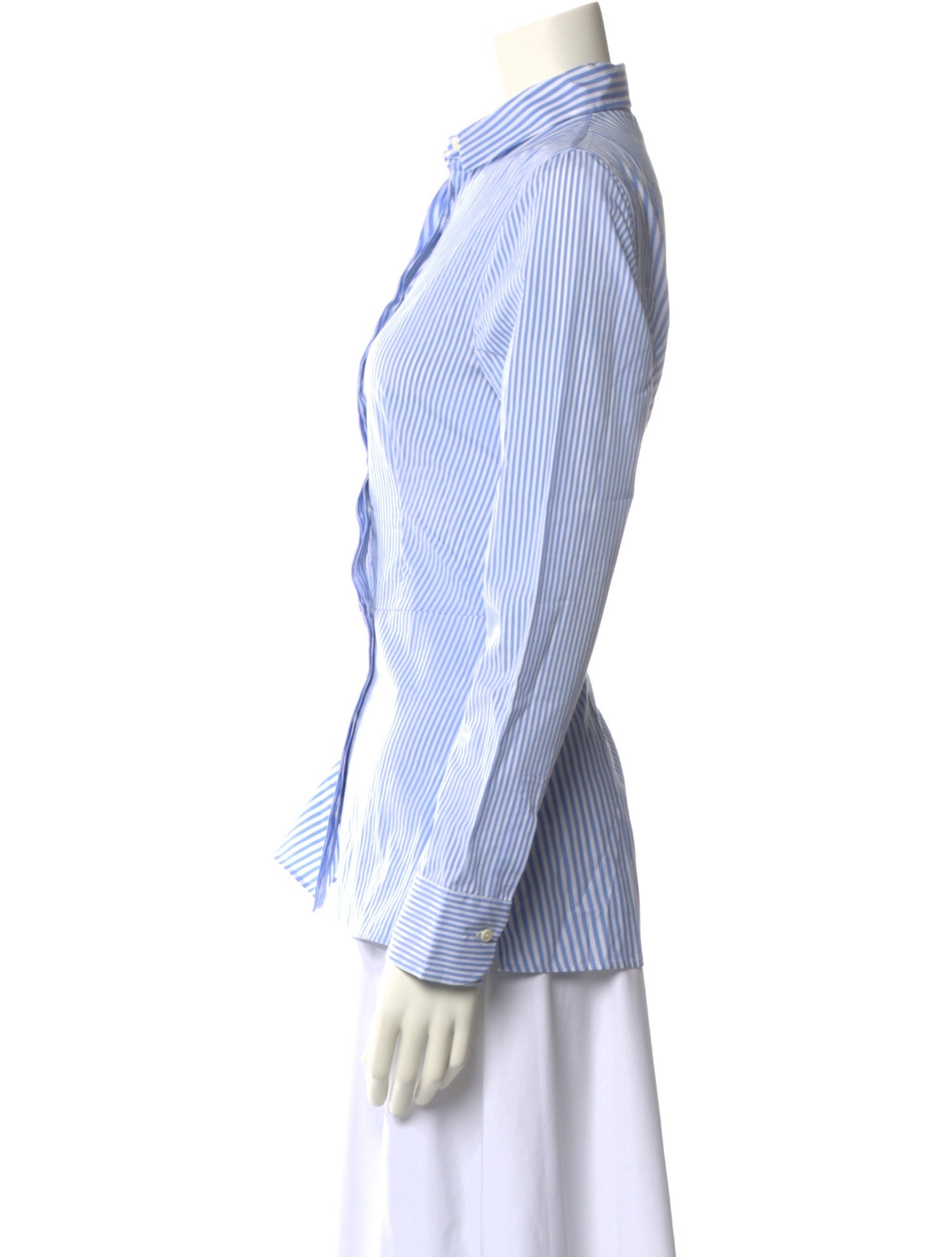 Akris Punto Striped Long Sleeve Button-Up Top