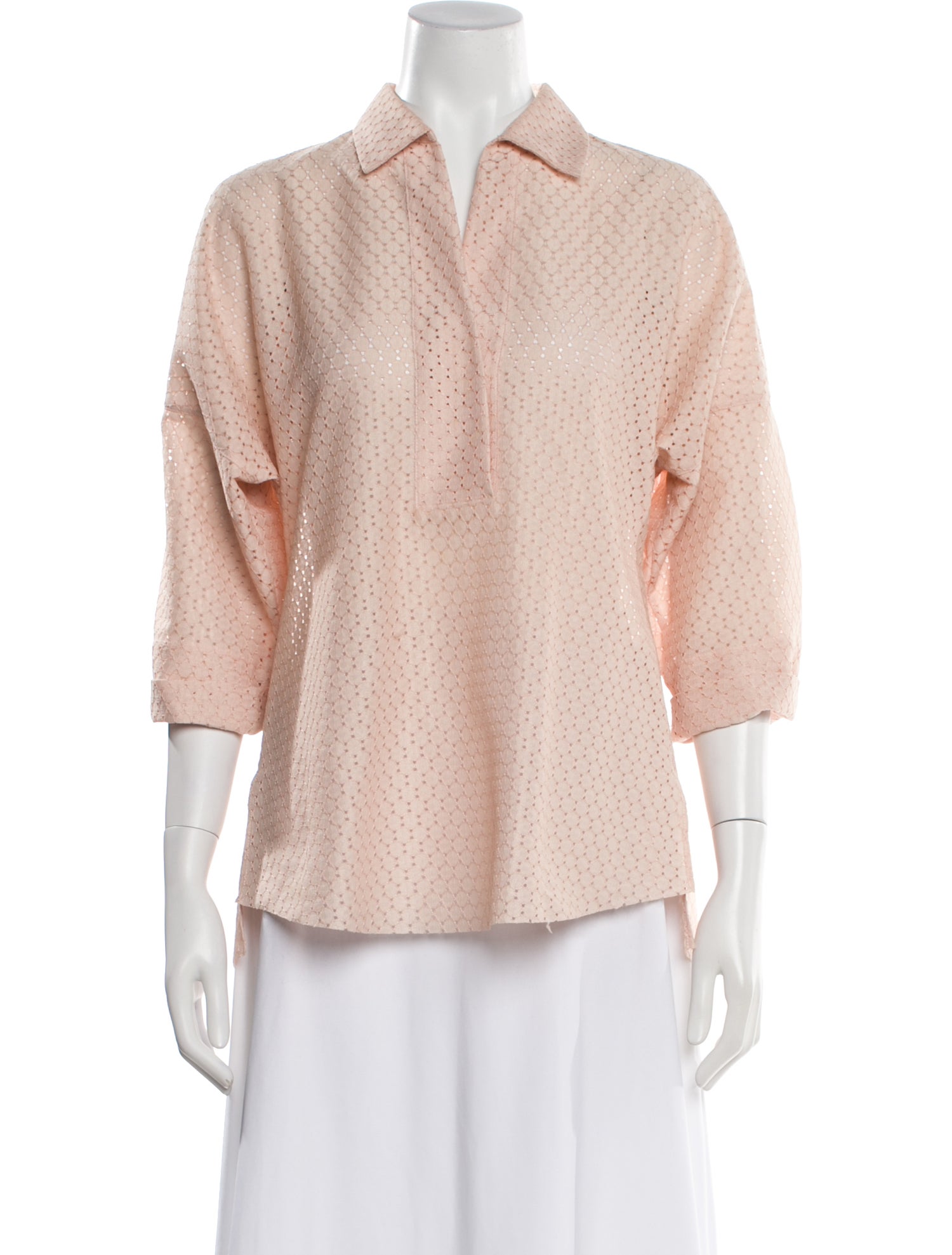 Akris Punto Patterned Three-Quarter Sleeve Top