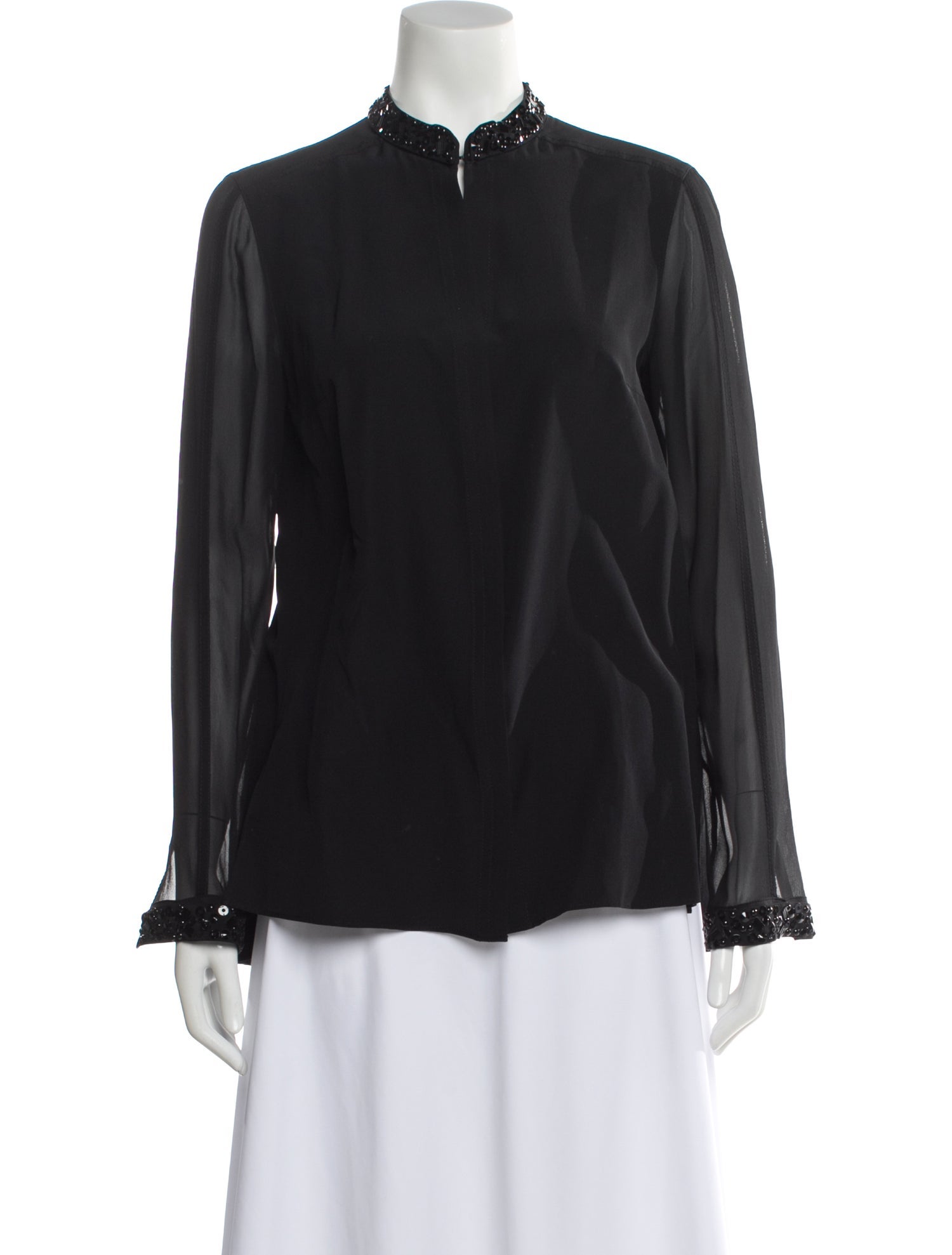 Akris Punto Silk Long Sleeve Blouse
