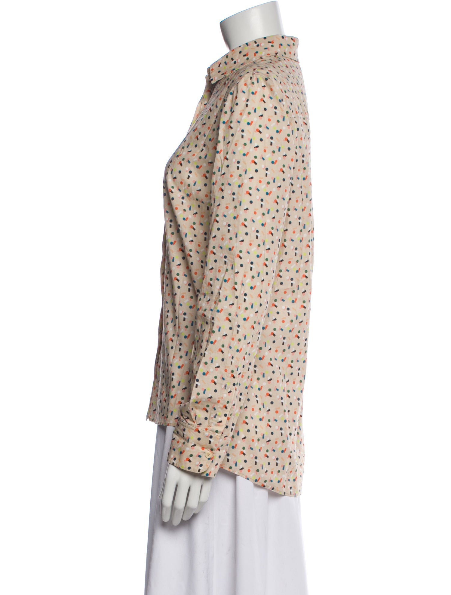Akris Punto Printed Long Sleeve Button-Up Top