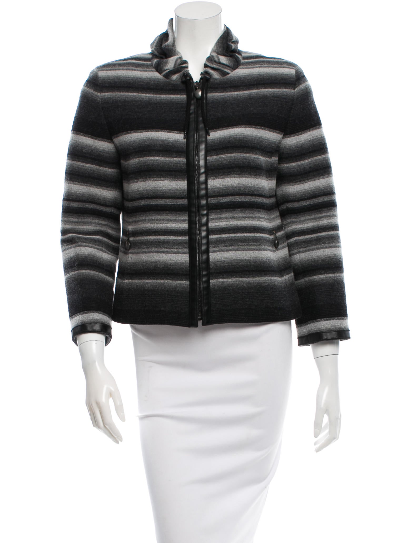 Akris Punto Striped Wool Jacket Clothing WAK26419 The RealReal