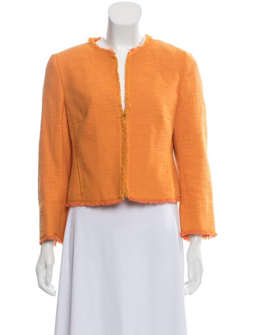 Akris Punto Orange Fringe Blazer Orange