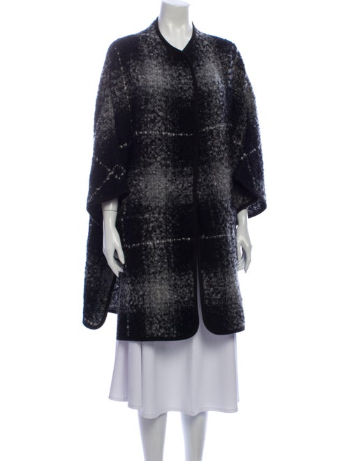 Akris Punto Plaid Print Cape Black
