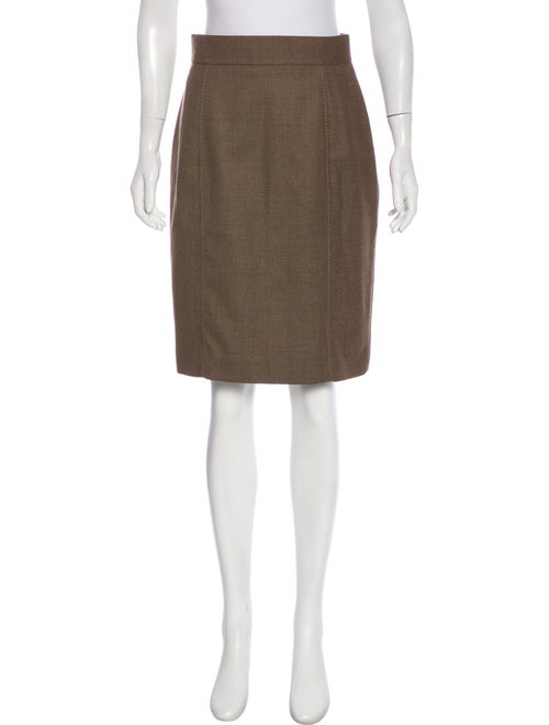 Akris Punto Wool Pencil Skirt Brown