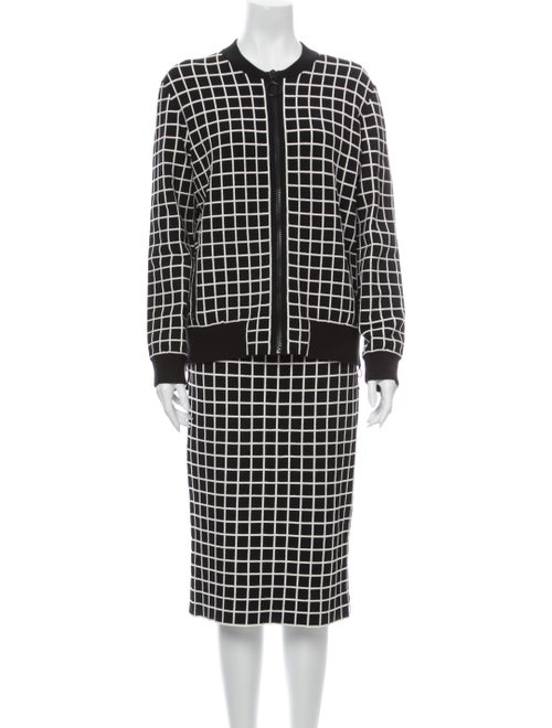 Akris Punto Plaid Print Skirt Set Black