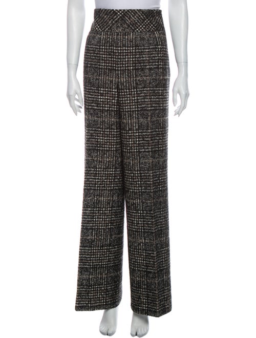Akris Punto Plaid Print Wide Leg Pants Black