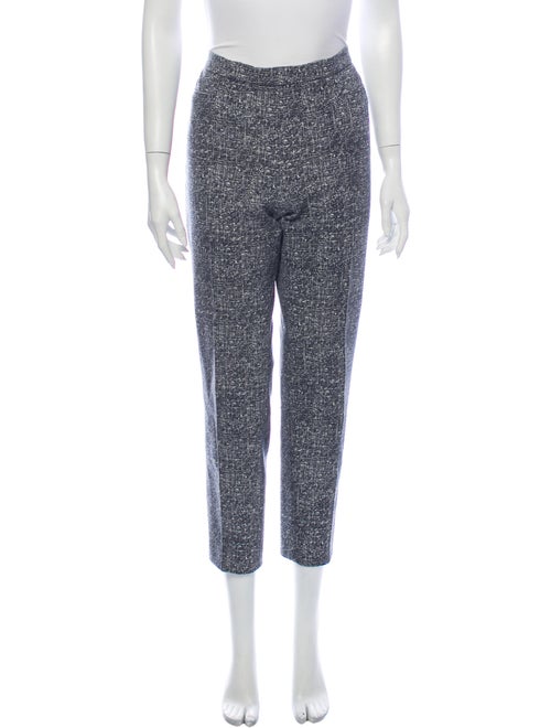 Akris Punto Tweed Pattern Straight Leg Pants Blue