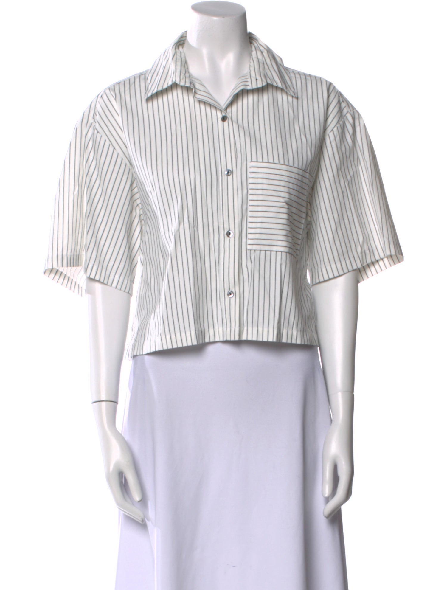 A BRONZE AGE. Striped Three-Quarter Sleeve Crop Top