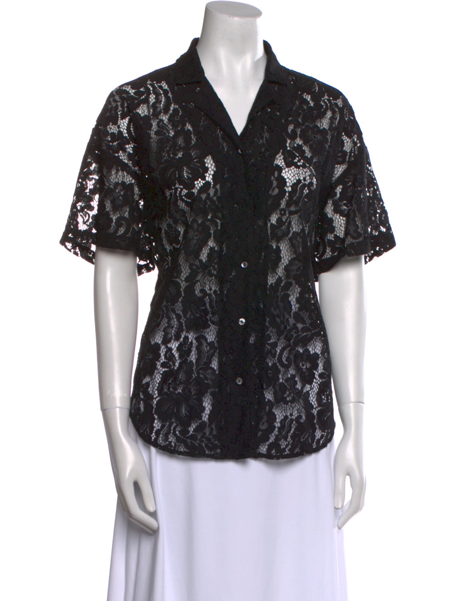 A BRONZE AGE. Eyelet Lace Pattern Button-Up Top