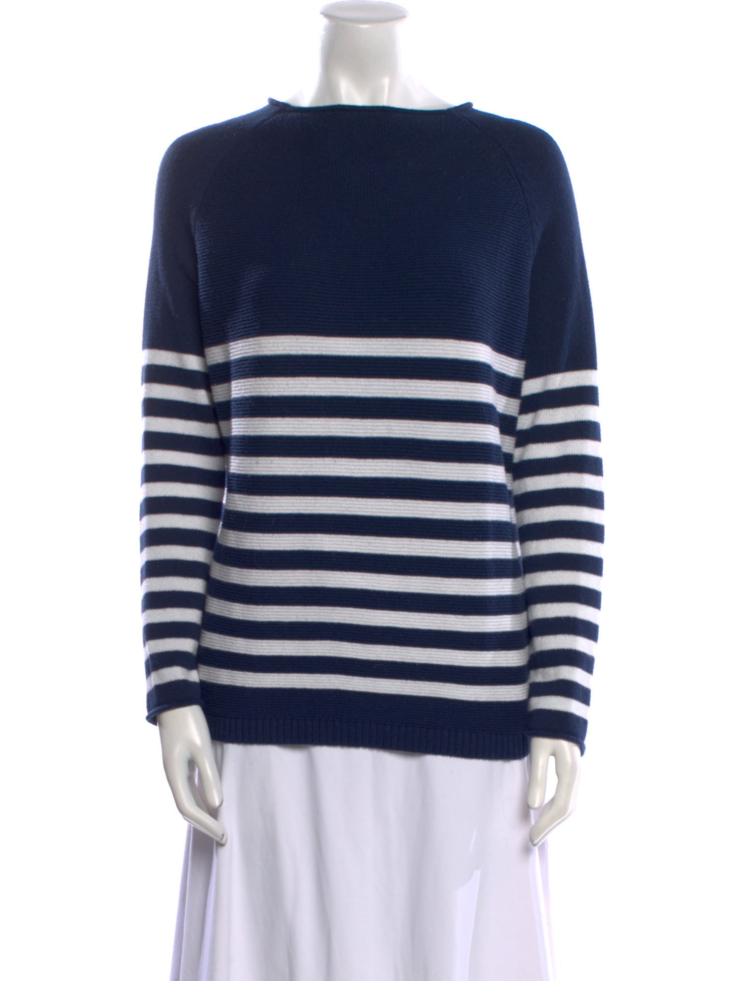 ALICE WALK Striped Bateau Neckline Sweater