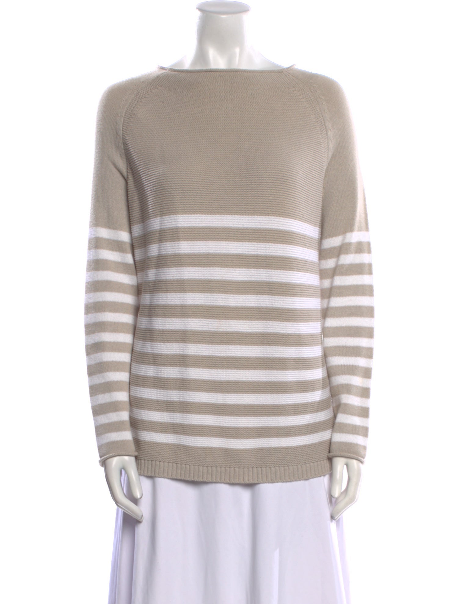 ALICE WALK Striped Bateau Neckline Sweater