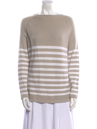 ALICE WALK Striped Bateau Neckline Sweater
