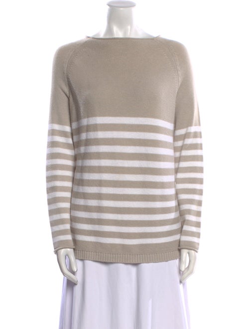 ALICE WALK Striped Bateau Neckline Sweater
