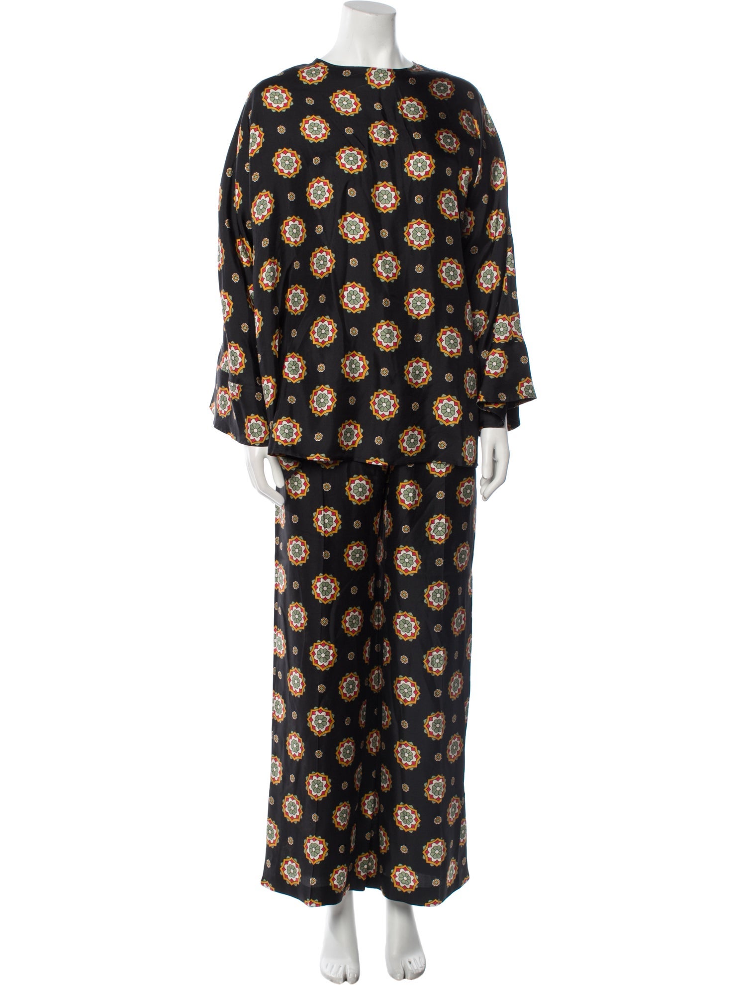 Alberto Biani Silk Floral Print Pant Set