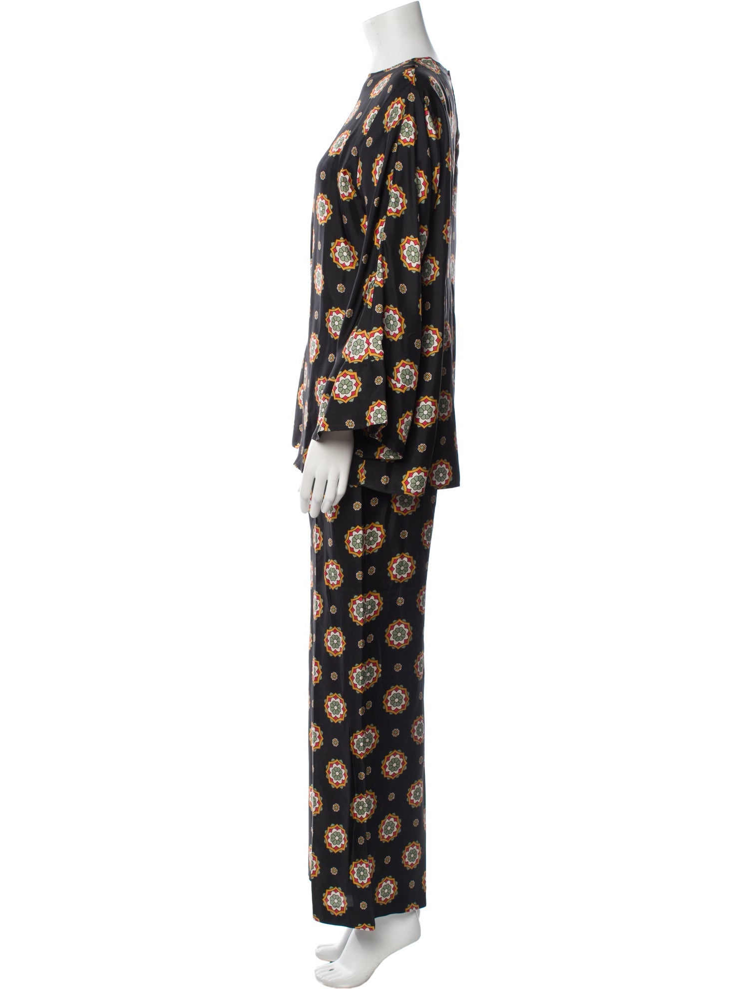 Alberto Biani Silk Floral Print Pant Set