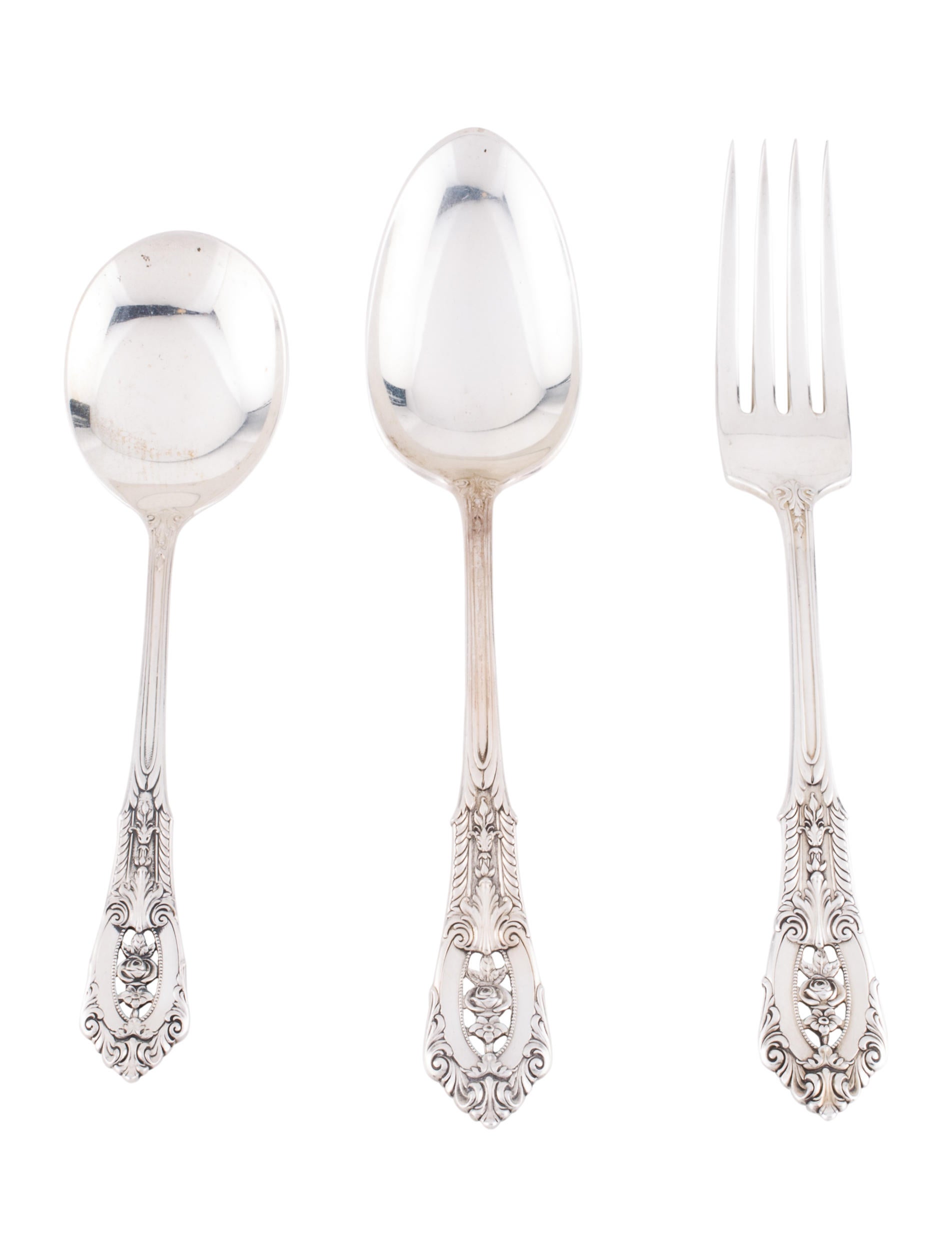 Wallace 100 Piece Rosepoint Sterling Flatware Tabletop And Kitchen 100 Piece Rosepoint Sterling Flatware
