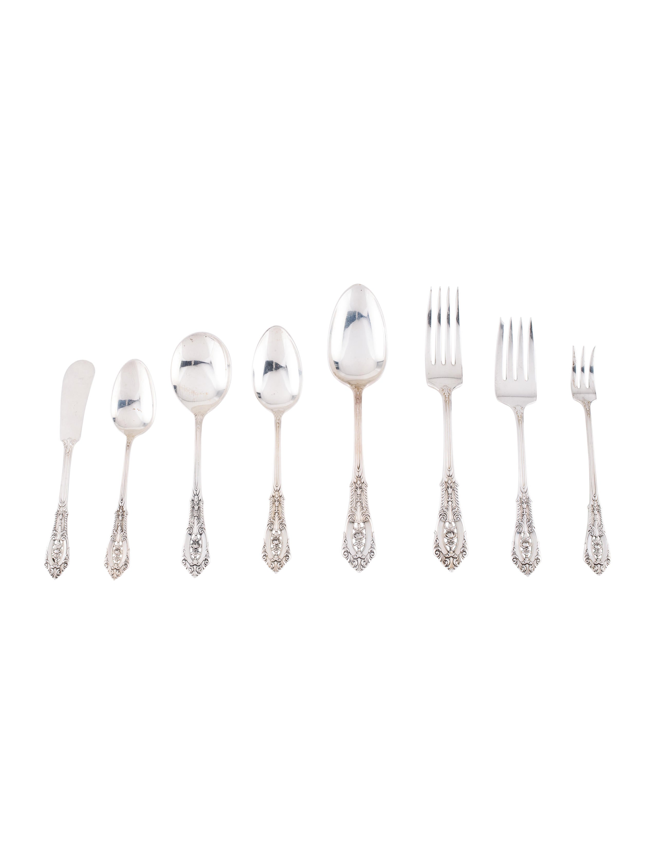 Wallace 100 Piece Rosepoint Sterling Flatware Tabletop And Kitchen 100 Piece Rosepoint Sterling Flatware