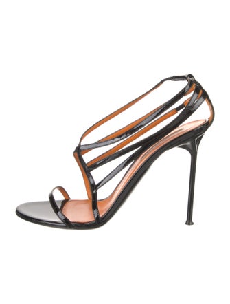 Walter de Silva Patent Leather Animal Print Slingback Sandals